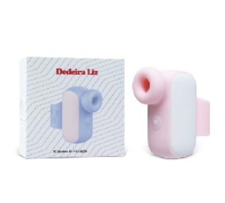 Pink and White Sucking Massager with Finger Loop, 10-Speed, Medical Grade Silicone, Waterproof, Plug-In Rechargeable [IW-106] –