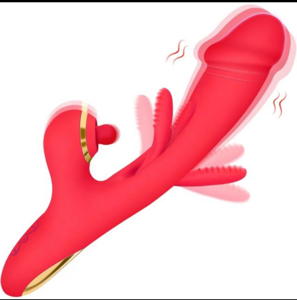 7 Vibration & 7 Flapping Modes Red Waterproof Silicone Vibrator