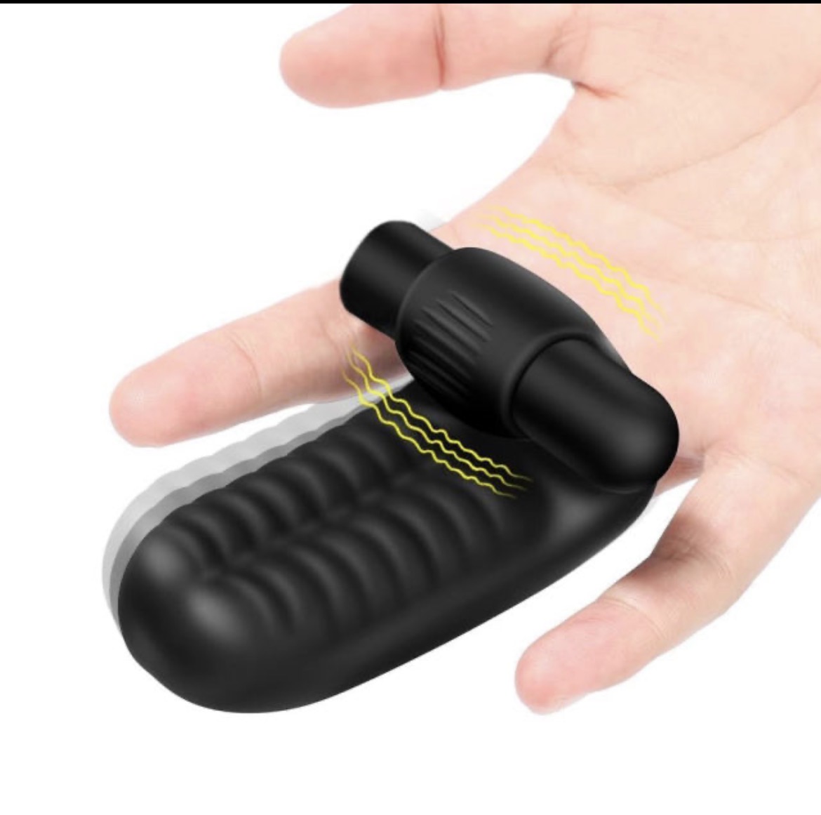 3.82'' Black Rechargeable Waterproof Silicone Finger Sleeve Vibrator