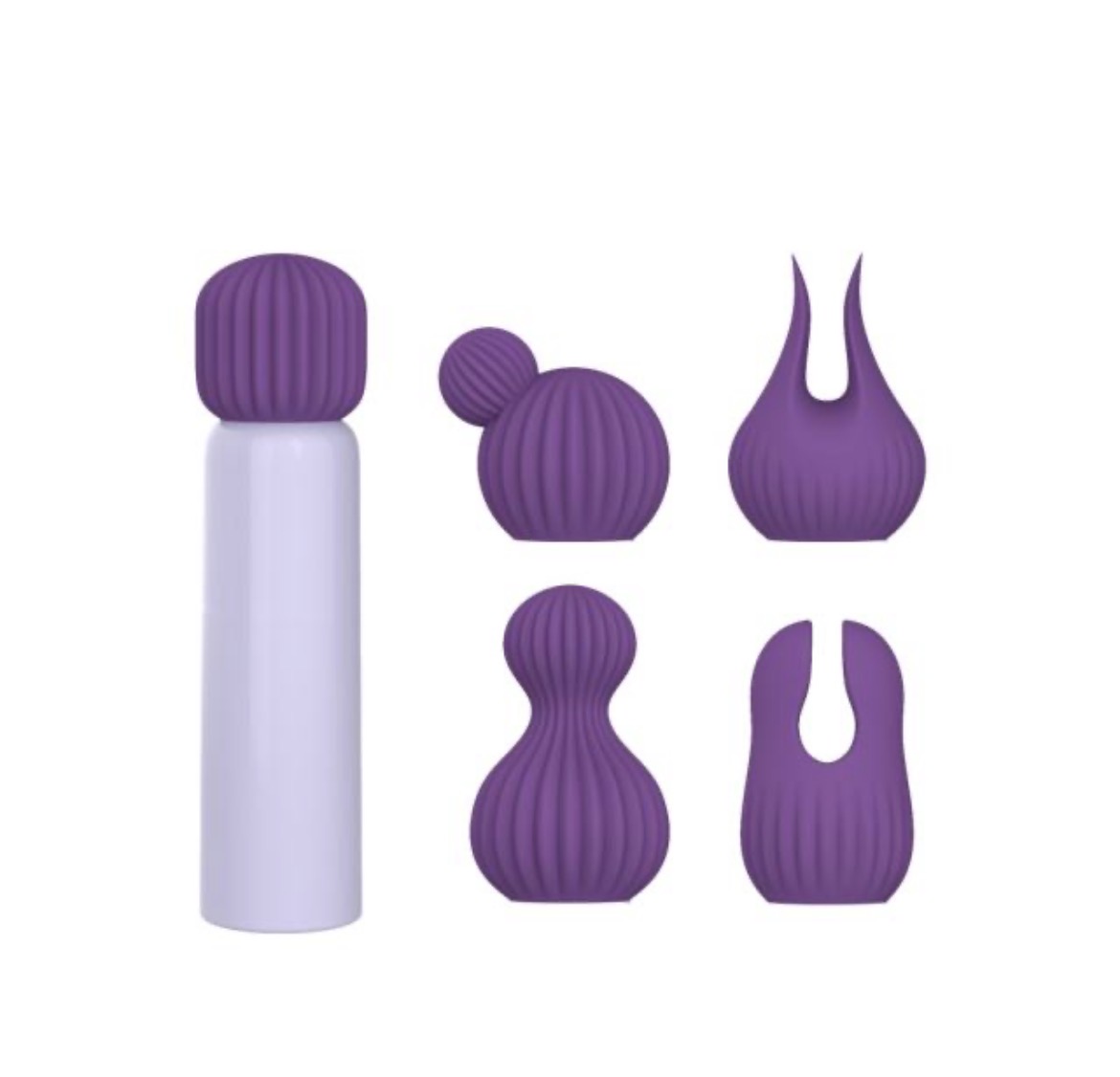 3.55" Purple Rechargeable Silicone Clitoral Vibrator – 10 Vibrating Modes with 5 Interchangeable Heads