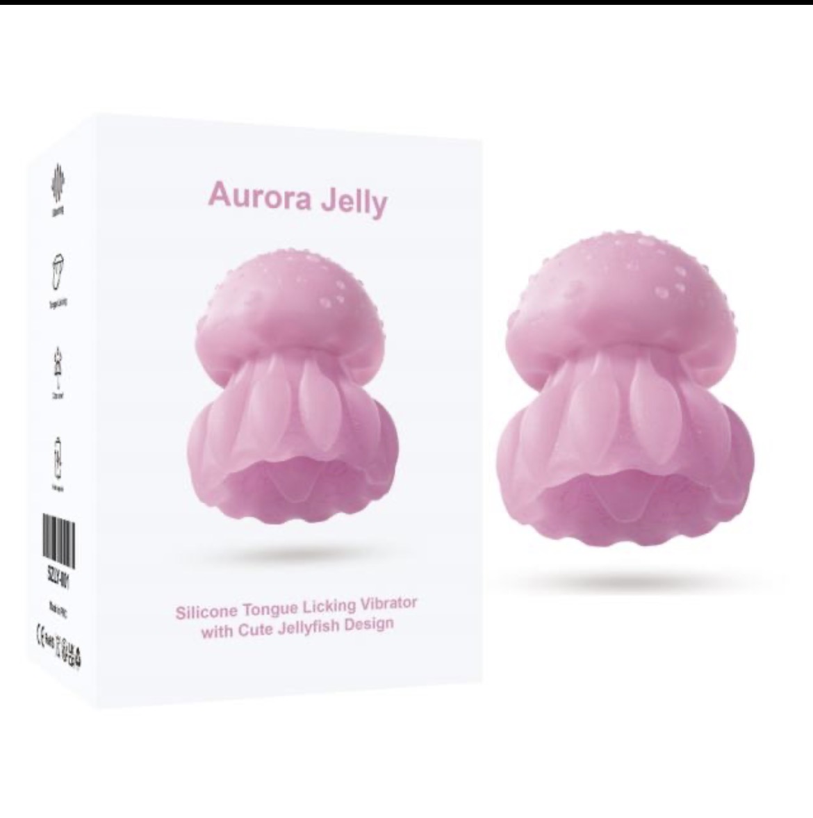 Pink Rechargeable Silicone Tongue Licking Vibrator – 10 Vibrating + 10 Licking + 7 Light Modes Cute Jellyfish Design