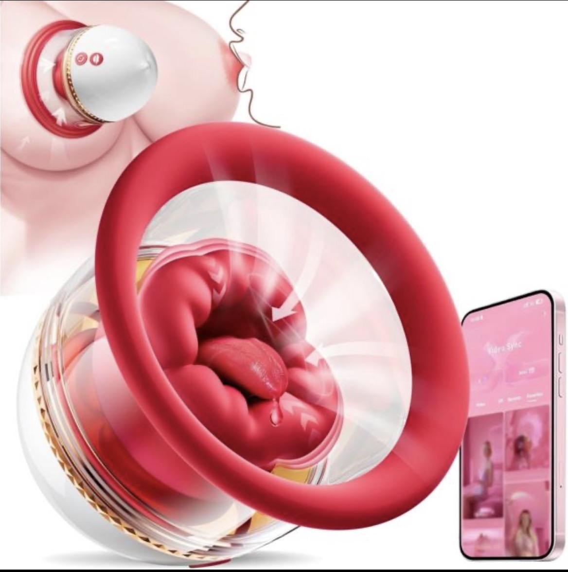 Red & White Rechargeable Waterproof Silicone App-Controlled